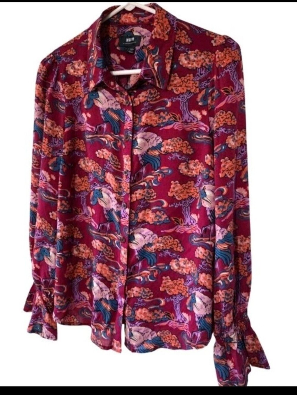 Mauve Vibrant Multicolor Peacock Viscose Top Sz S
